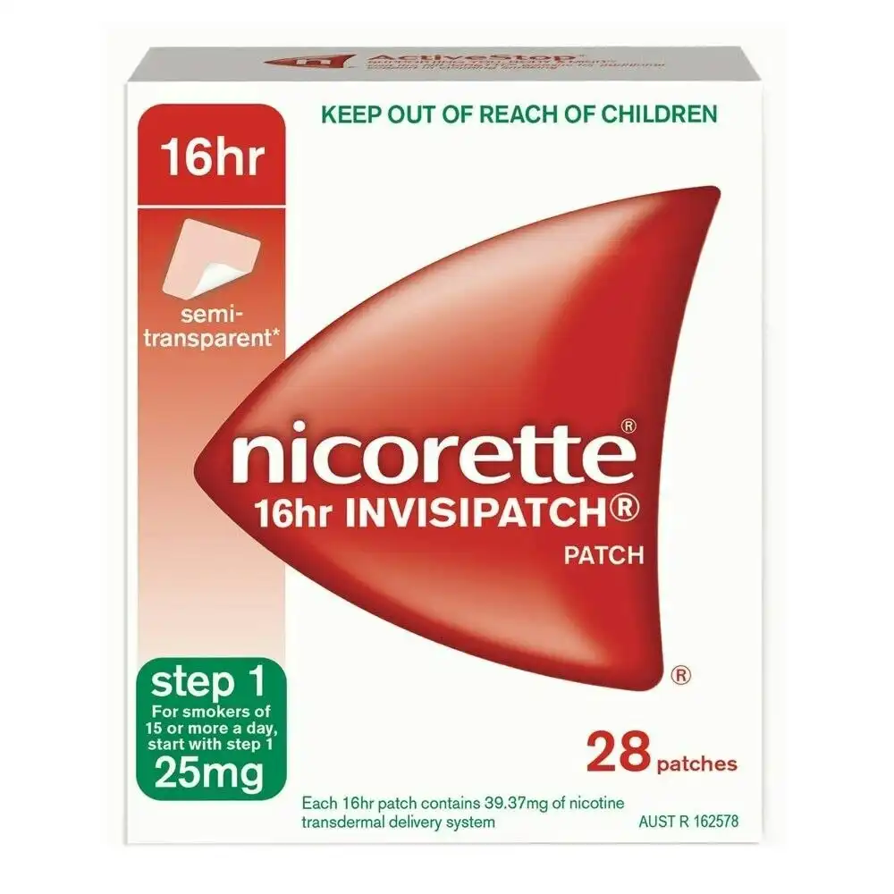 Nicorette 16hr Invisipatch Patches Step 1 25mg 28 Pack Nicotine QUIT SMOKING