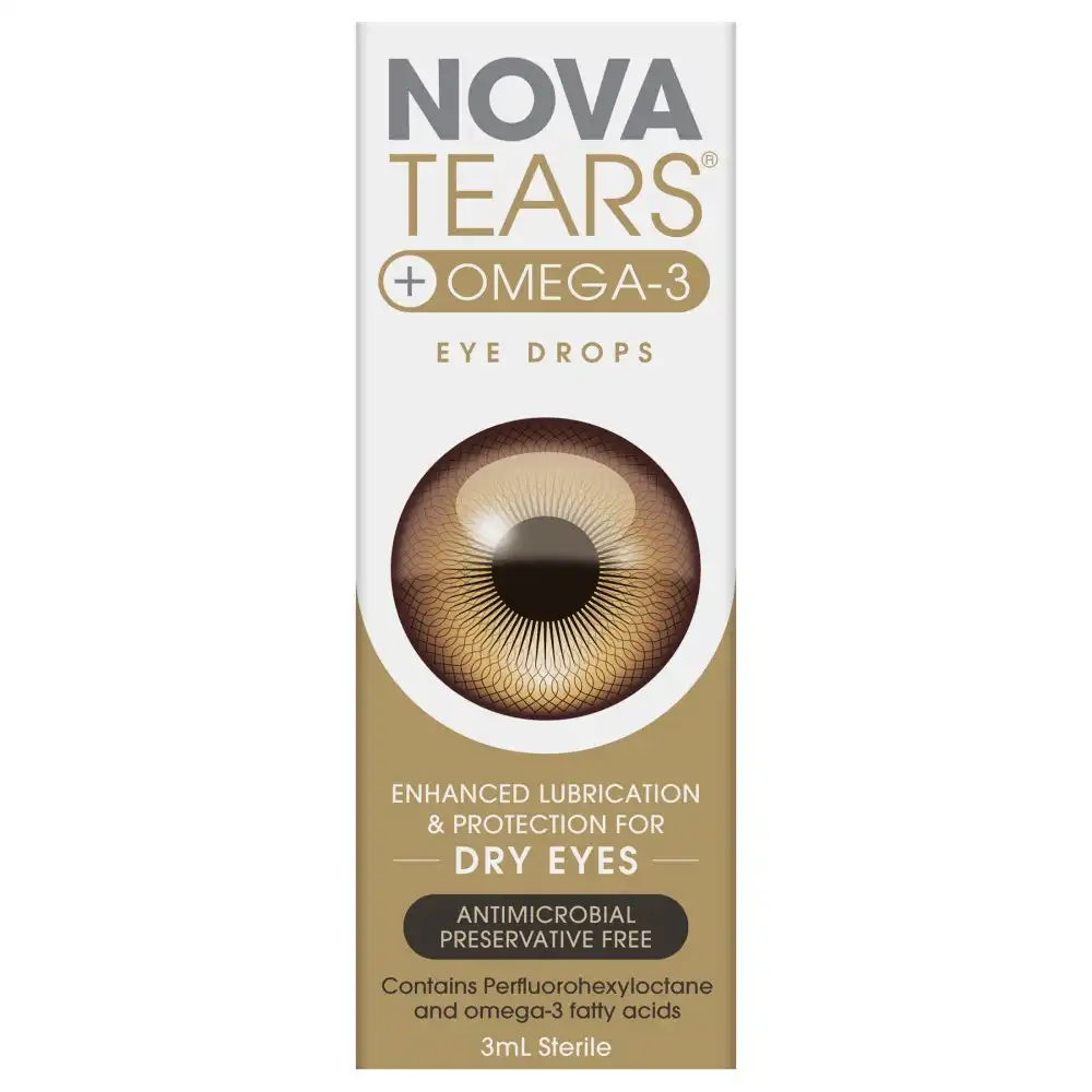 NovaTears + Omega-3 Eye Drops 3mL Enhanced Lubrication Protection Dry Eyes