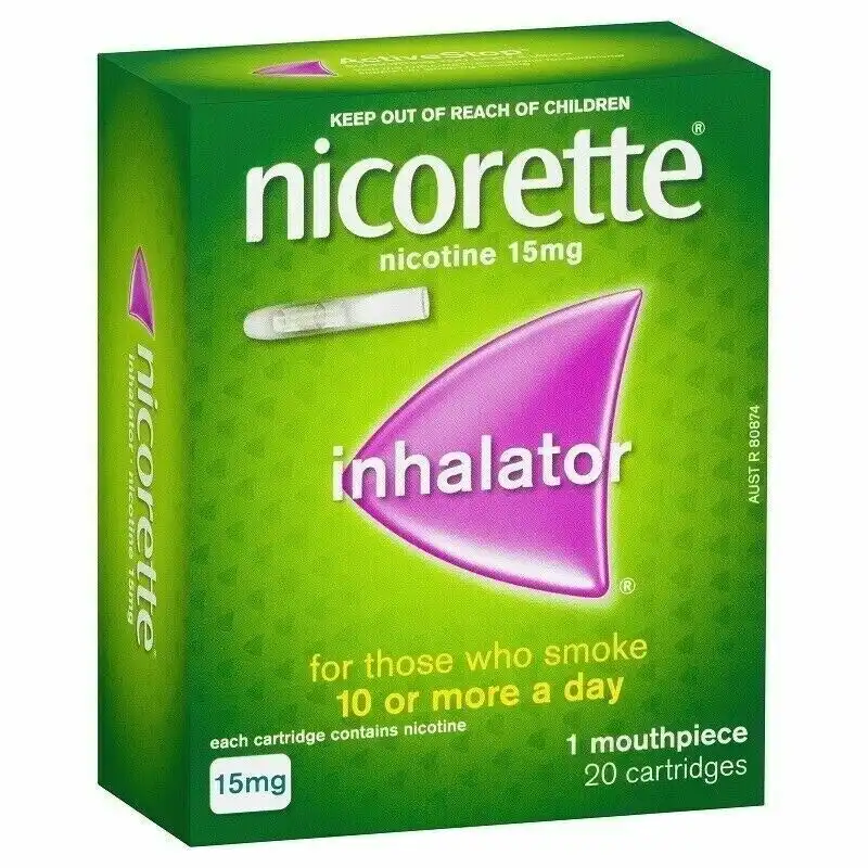 Nicorette Inhalator 1 Mouthpiece & Cartridges Nicotine 15mg 20 Pack Quit Smoking