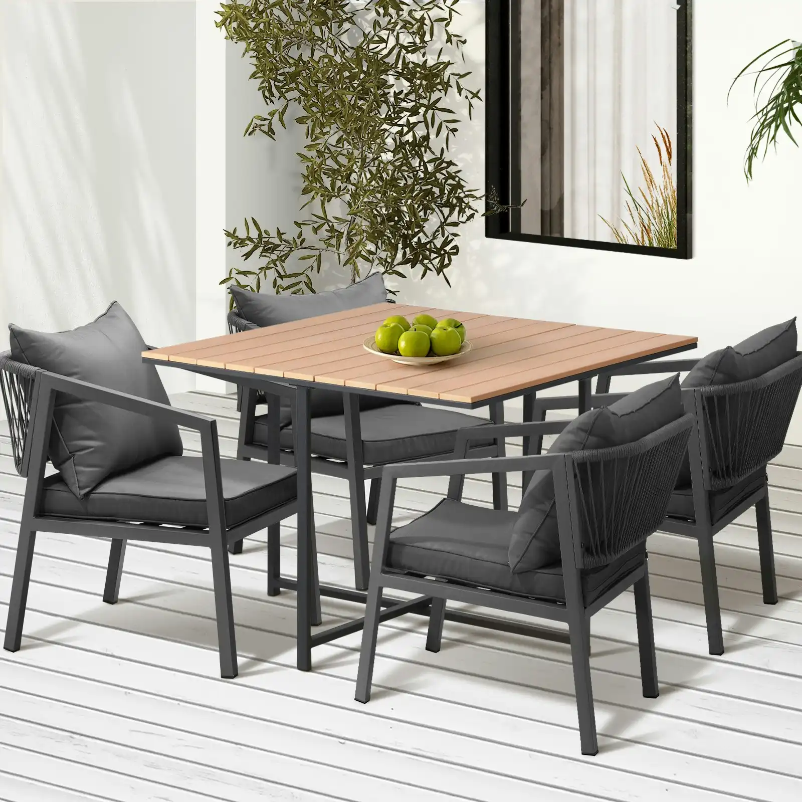 Livsip 4 Seater Outdoor Dining Set Patio Furniture Garden Table Chairs Setting