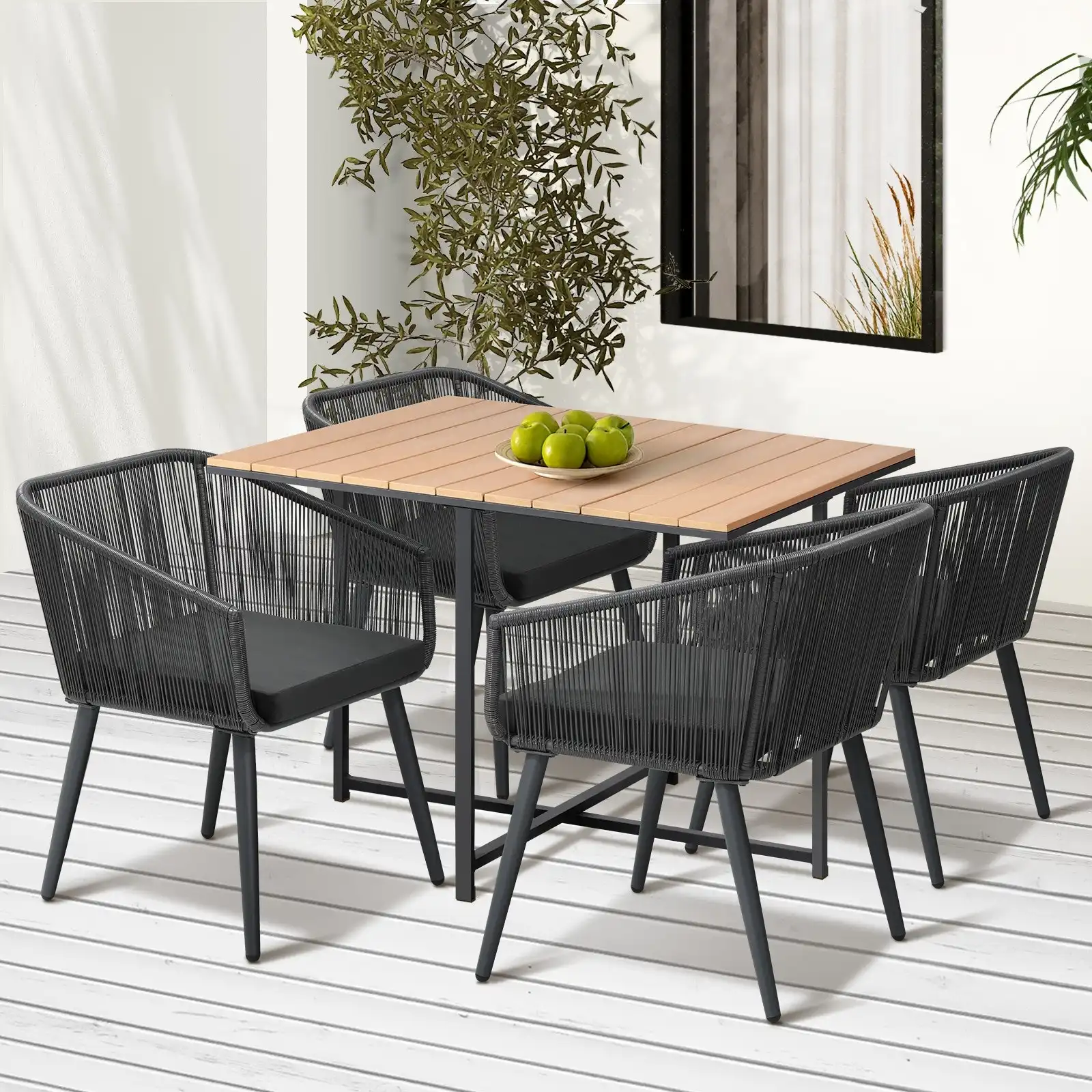 Livsip 5PCS Outdoor Dining Set Furniture Table Lounge Chairs Patio Setting