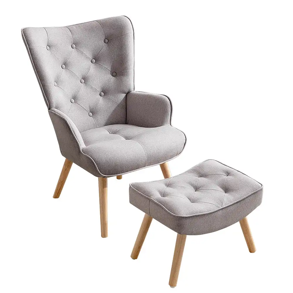 Furb Armchair Lounge Chair Upholstered Accent Chairs With Ottoman Grey