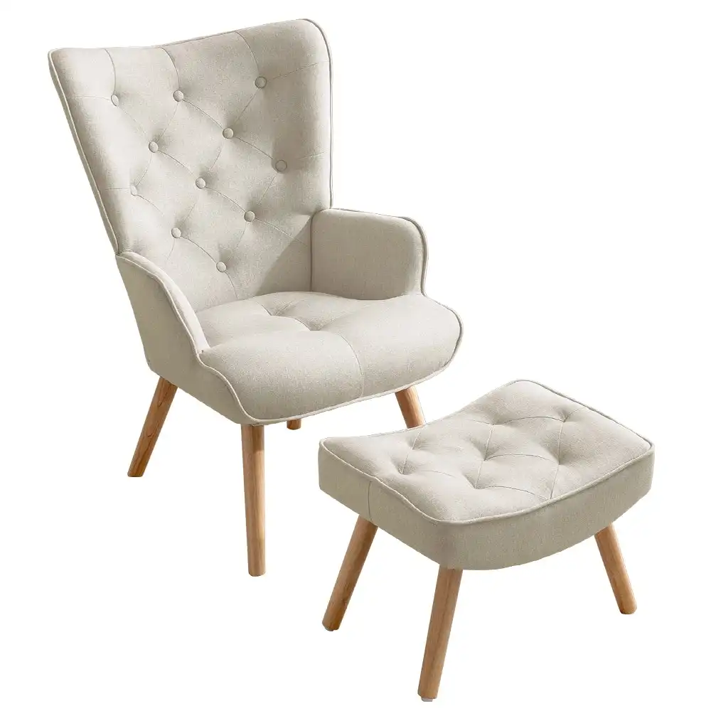 Furb Armchair Lounge Chair Upholstered Accent Chairs With Ottoman Beige