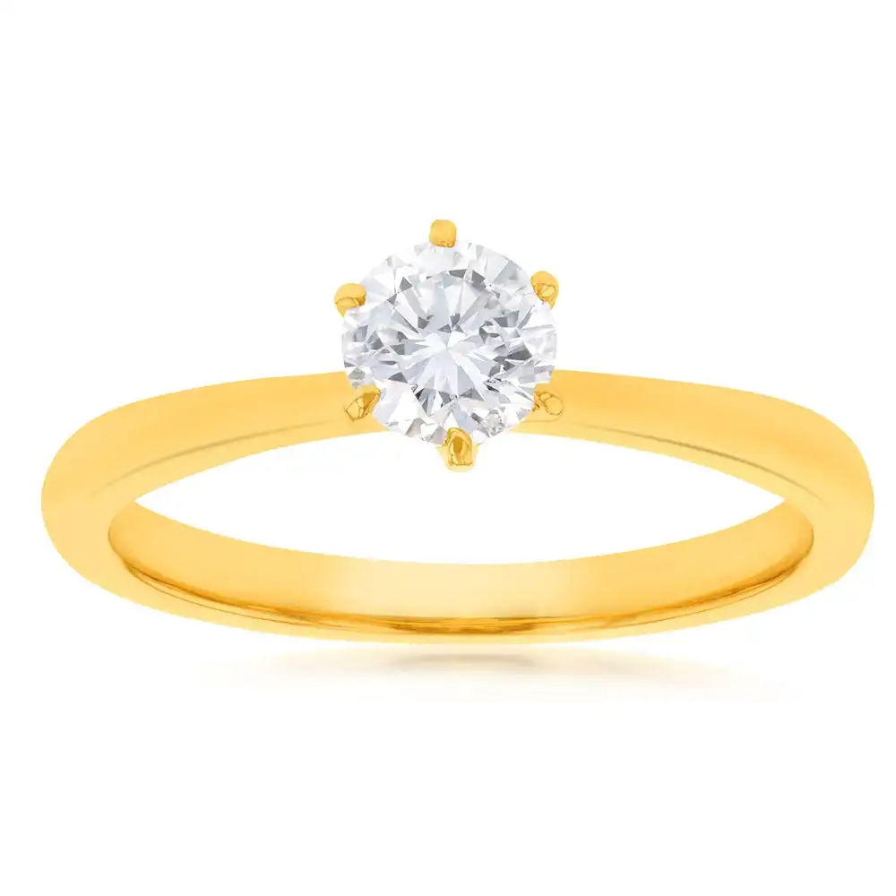 Luminesce Lab Grown 1/2 Carat Diamond Solitaire Ring set in 14ct Yellow Gold