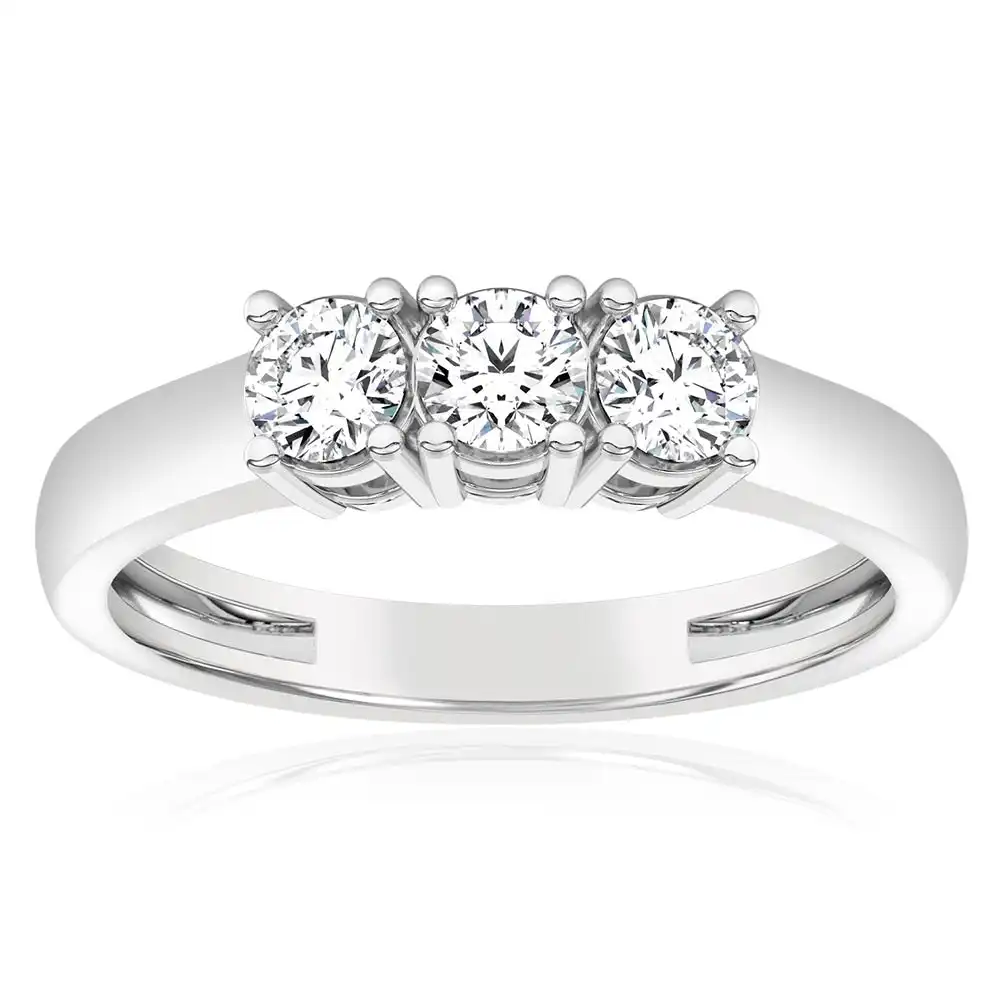 Luminesce Lab Grown 60pt Diamond Trilogy Ring in 9ct White Gold