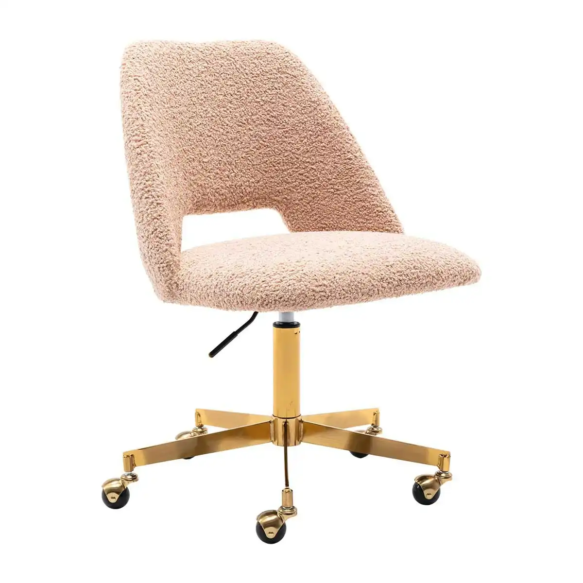 Belmont Fur Office Chair (Brushed Gold, Nude)