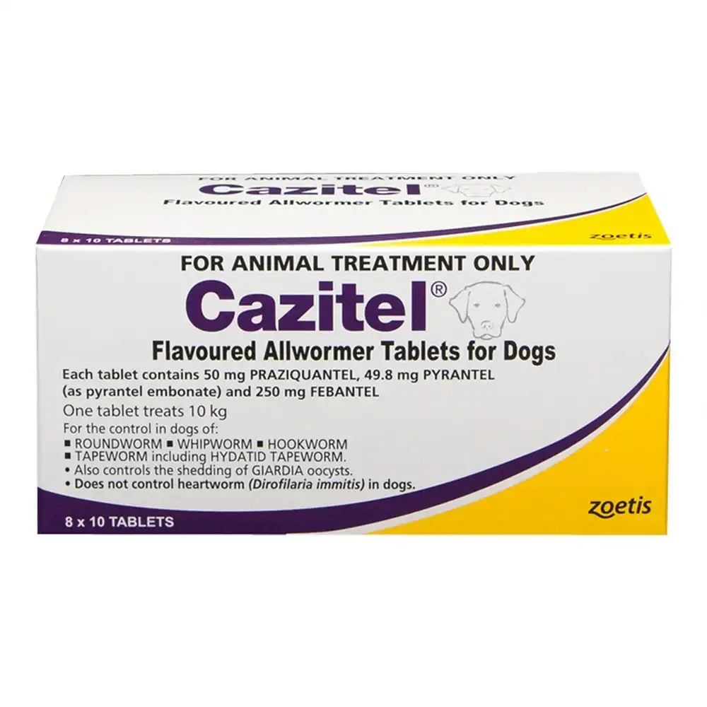 Cazitel Allwormer For Small Dogs - Single Tablet, 4 Tablets, 10 Tablets & 80 Tablets