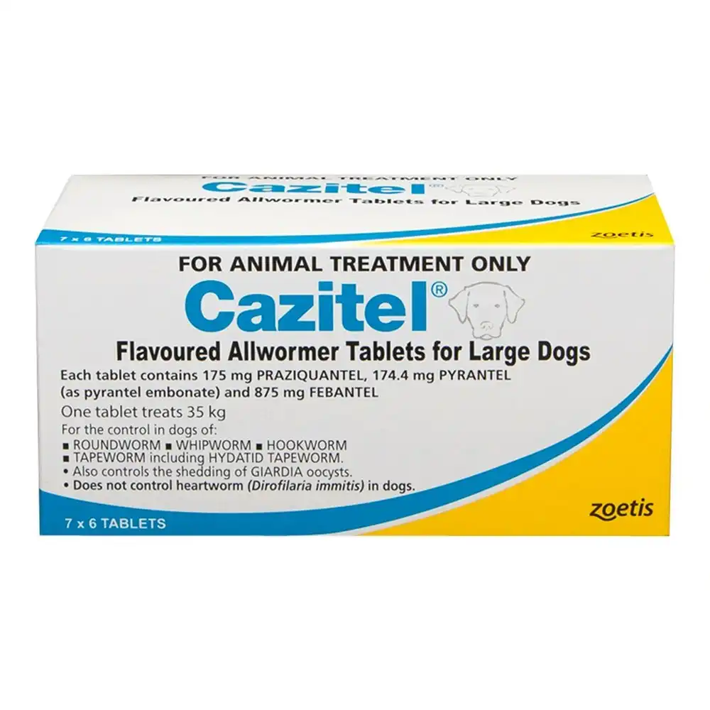 Cazitel Allwormer For Large Dogs - Single Tablet, 6 Tablets & 42 Tablets
