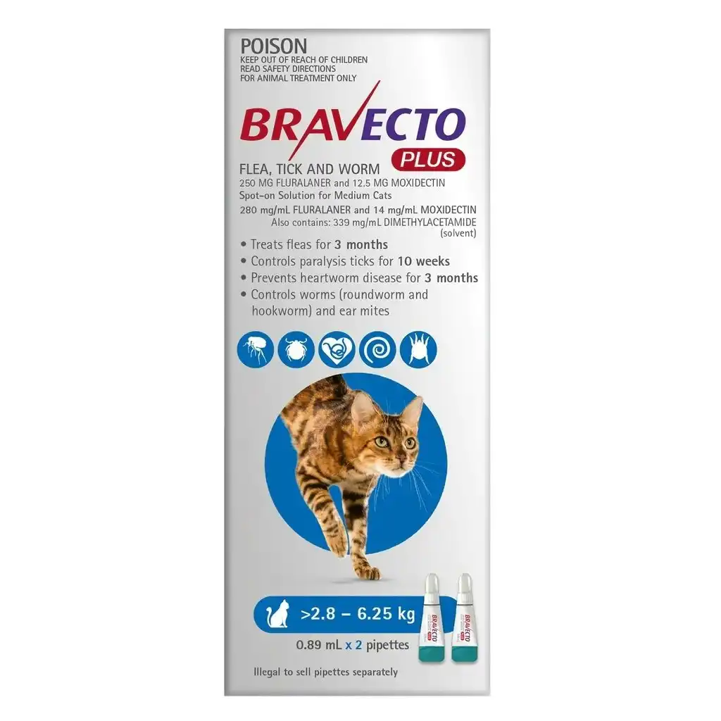 Bravecto PLUS for Medium Cats (Blue)