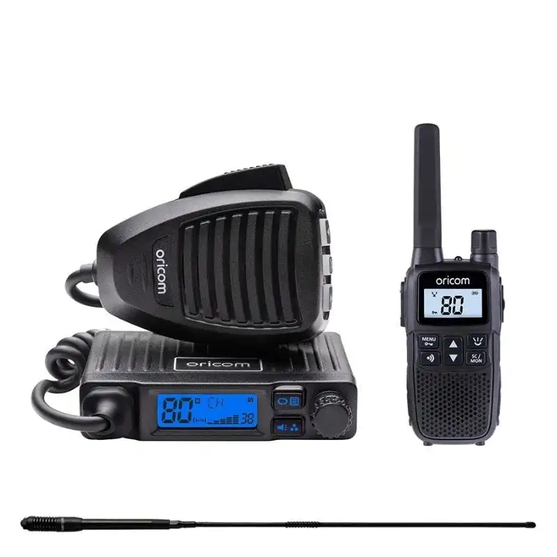 Oricom UHF305 Micro 5 Watt UHF CB Radio and ANU215 6.5dBi UHF CB Antenna and UHF2200 2 Watt Handheld UHF CB Single Radio (UHF305BAH)
