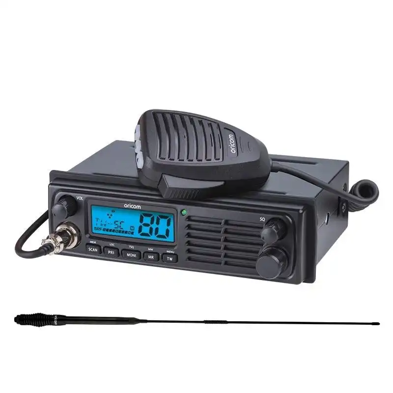 Oricom UHF098 DIN Size 5 Watt UHF CB Radio AND ANU220 6.5dBi Black UHF CB Antenna (UHF098VP)