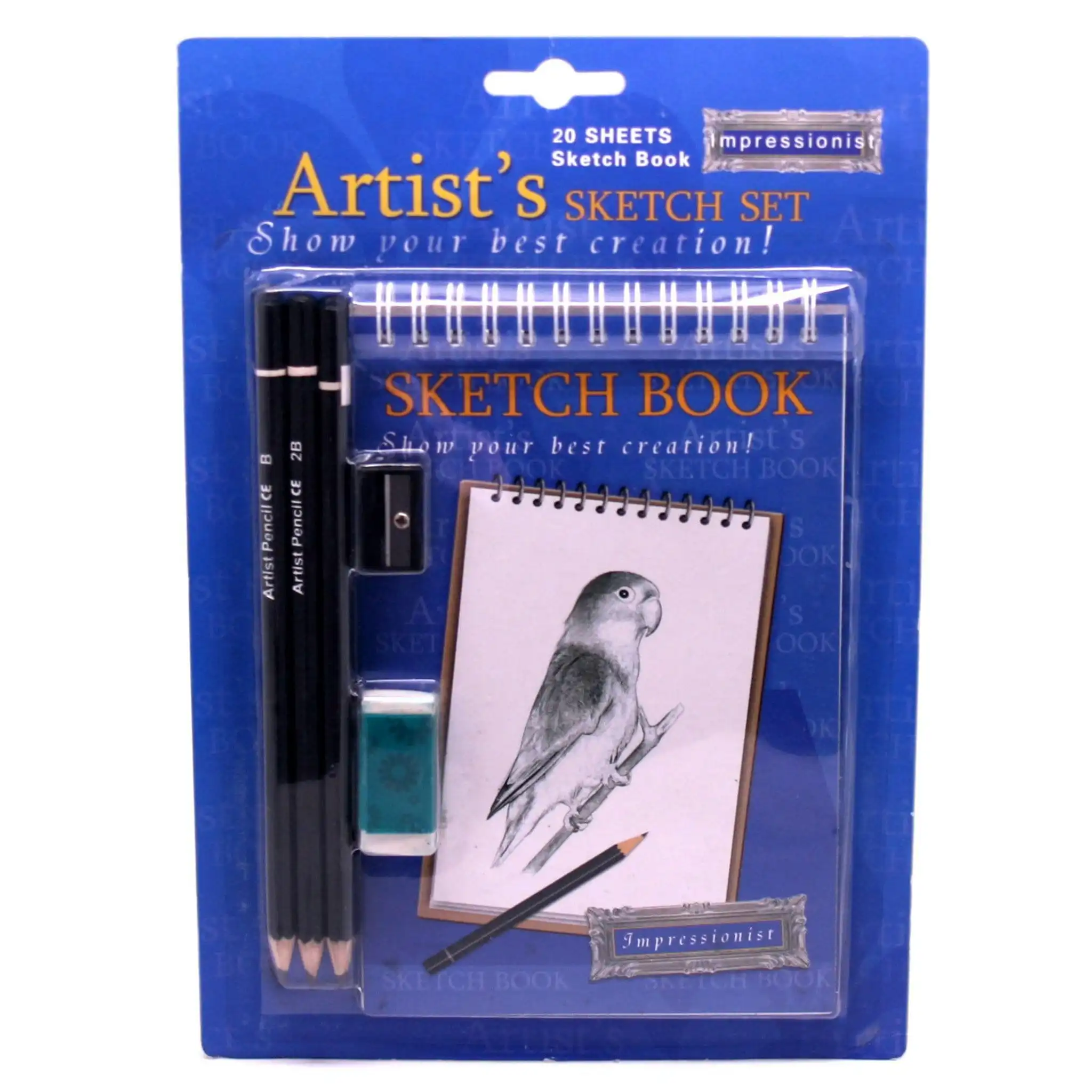 Small Artist Sketch Book With Pencils, Eraser And Sharpener