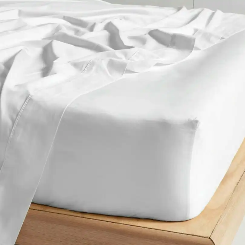 Linen House Augusta 500TC White Queen Fitted Sheet 50cm