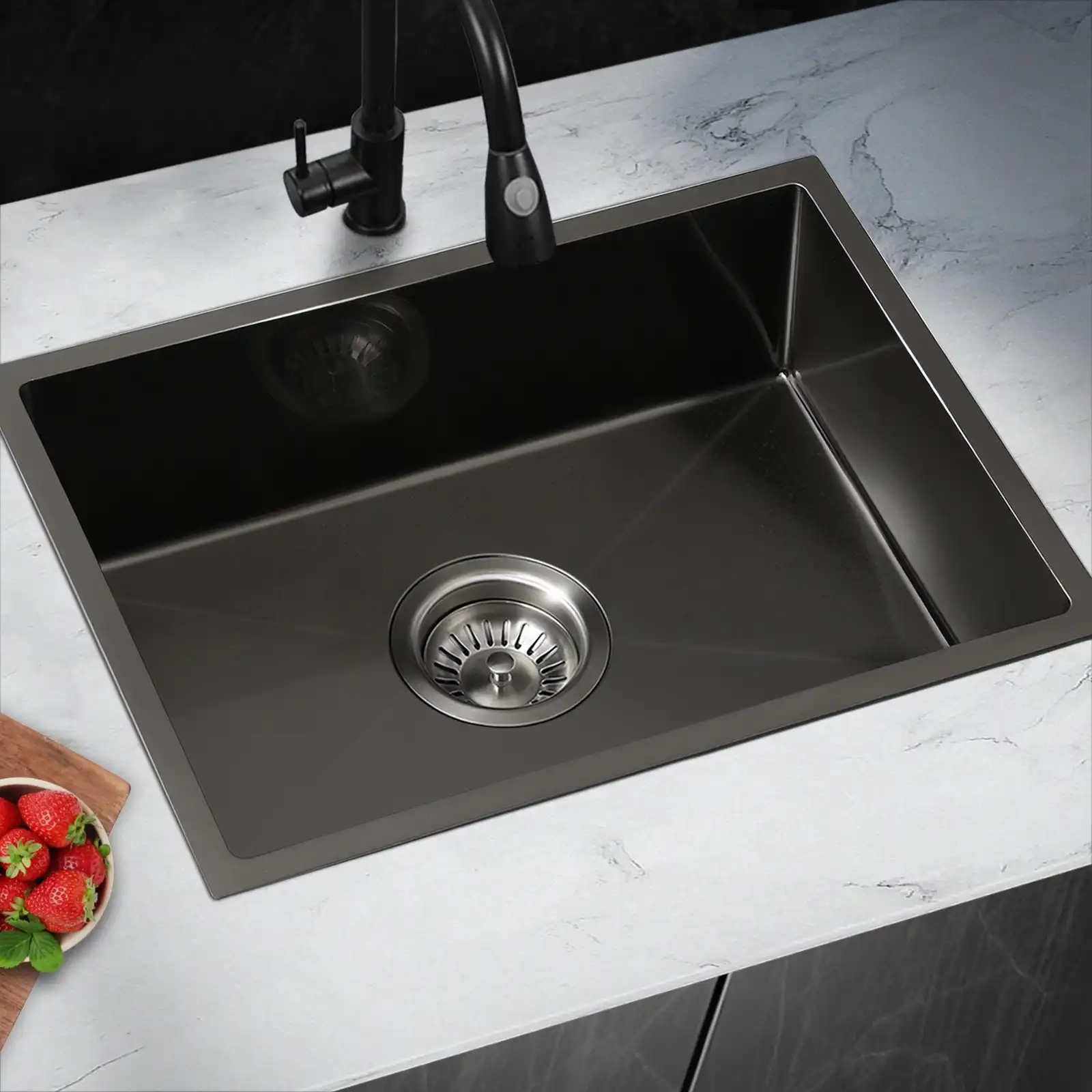 Welba Kitchen Sink Stainless Steel Basin Single Under/Top/Flush Mount 45X30CM