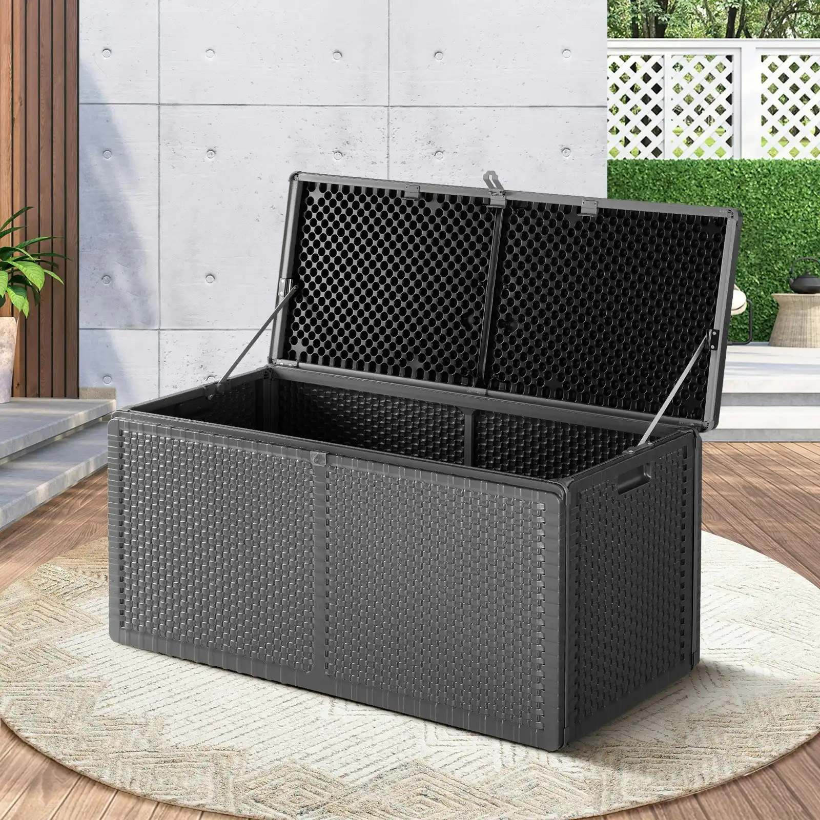 Livsip Outdoor Storage Box Bench 310L Cabinet Container Garden Deck Tool Grey