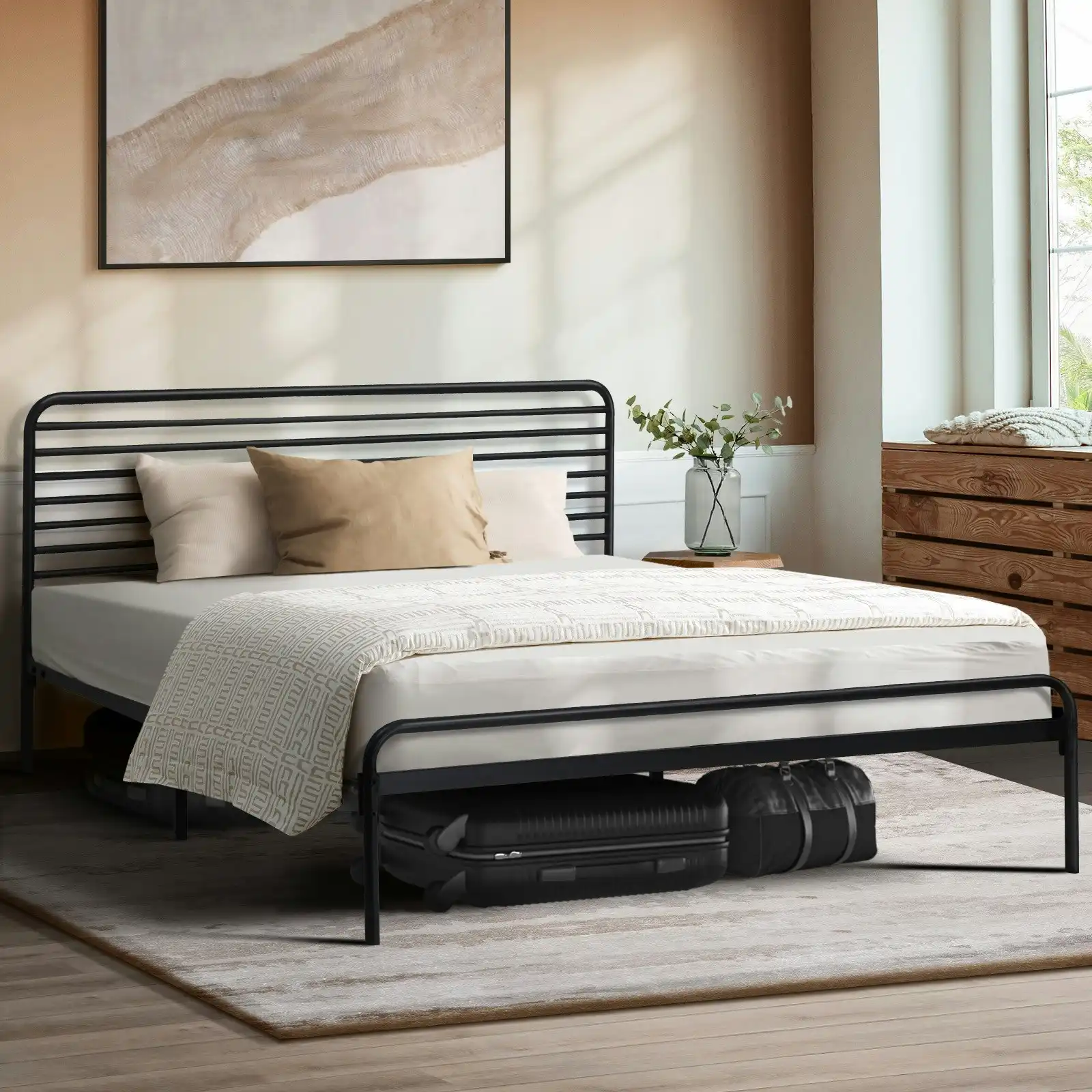 Oikiture Metal Bed Frame Queen Size Beds Platform