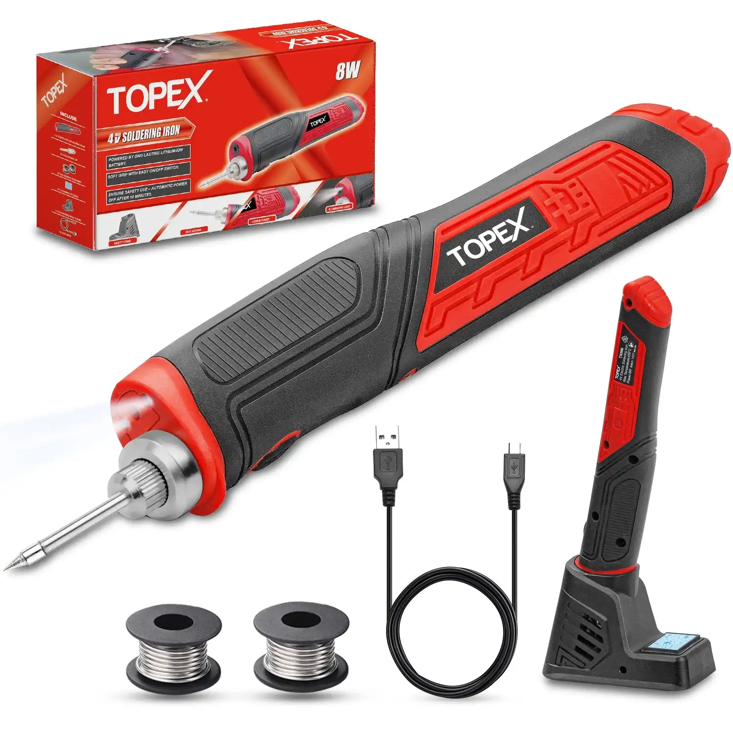 Topex 4V Max Cordless Soldering Iron with Rechargeable Lithium-Ion Battery