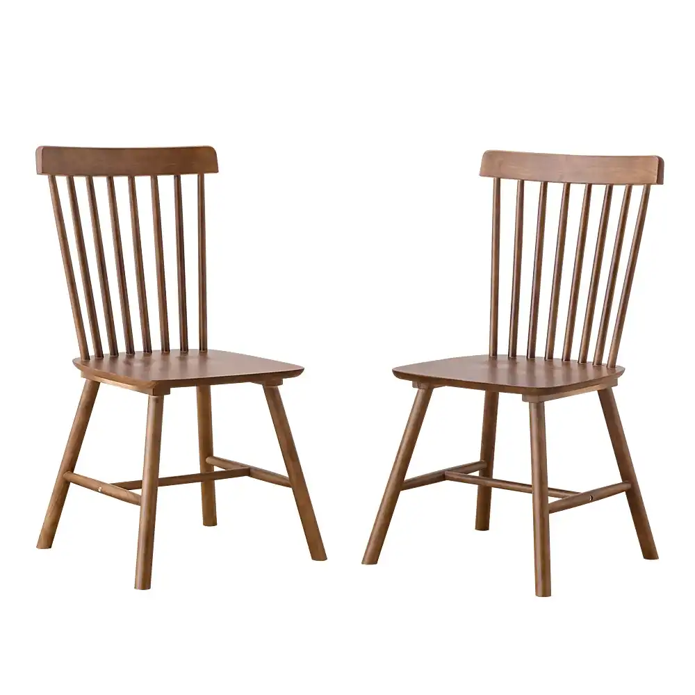 Furb 2x Dining Chairs Minimalist Vertical Back Chair Wooden Chair Home Walnut