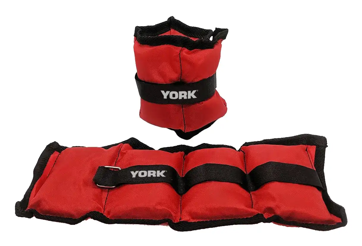 York Fitness 2 x 1KG Ankle Wrist & Weights (Red)