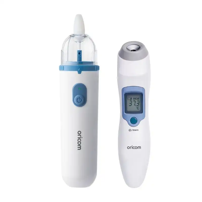 Oricom Baby Bundle Pack: HNA300 Rechargeable Nasal Aspirator + NFS100 Infrared Forehead Thermometer (HNA300WPK)