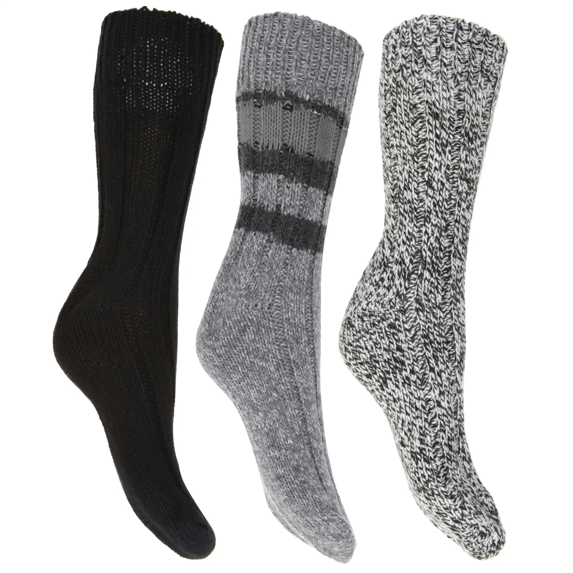 Floso Ladies/Womens Thermal Thick Chunky Wool Blended Socks (Pack Of 3)