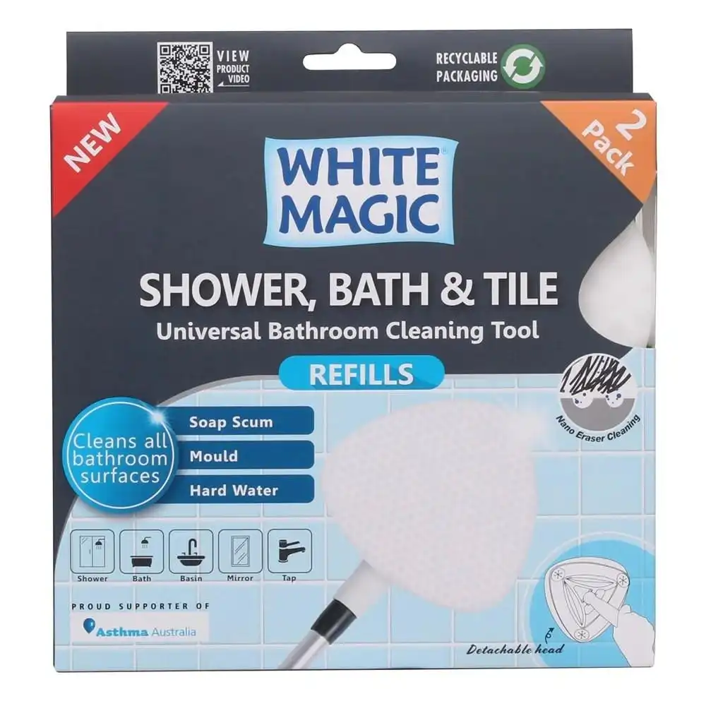 White Magic Universal Shower, Bath & Tile Cleaning Tool Refill - 2 Pack