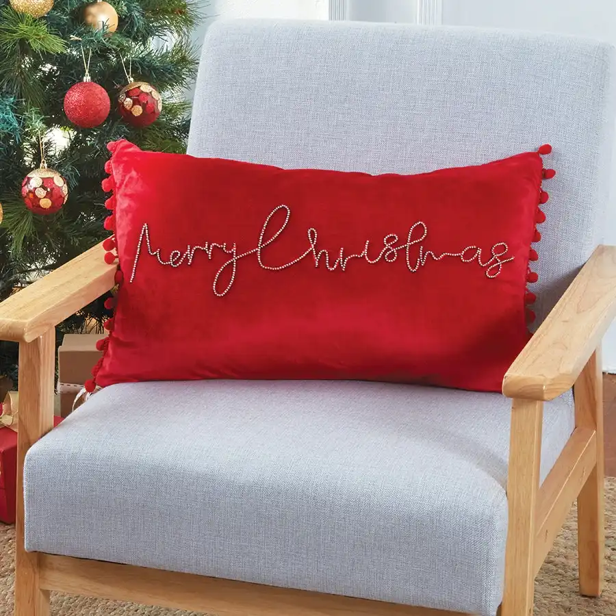 Pompom Christmas Cushion