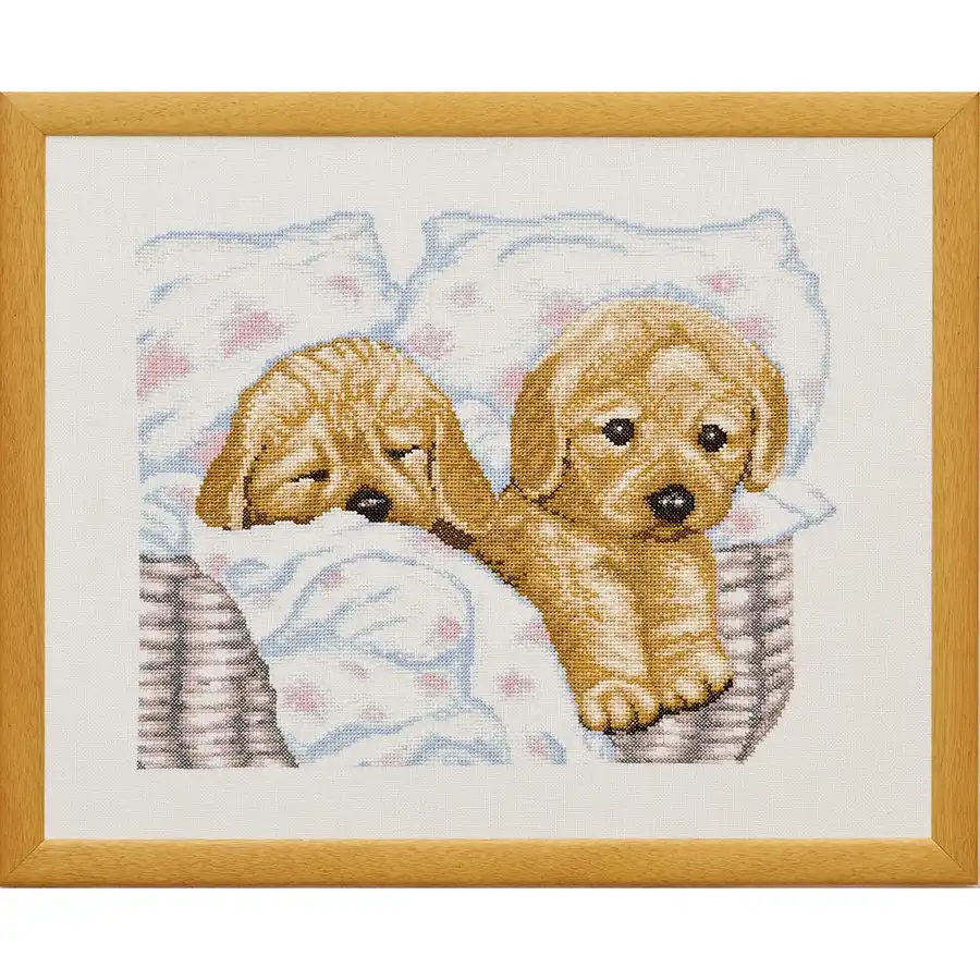 Two Puppies Cross Stitch- Needlework