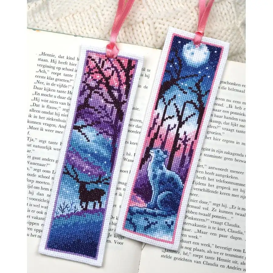 In Moonlight Bookmarks Cross Stitch- Needlework