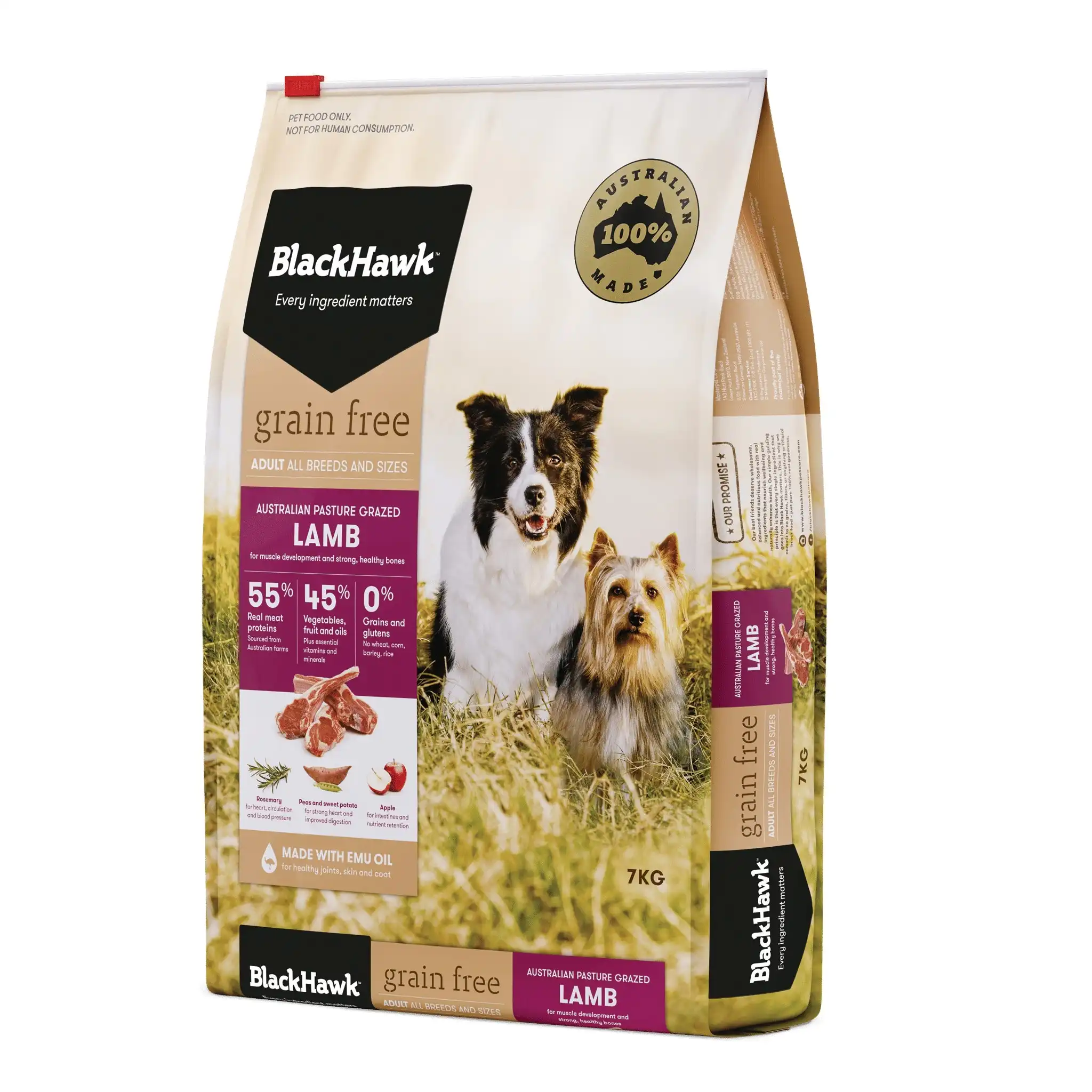 Black Hawk Grain Free Adult Lamb Dry Dog Food - 7kg