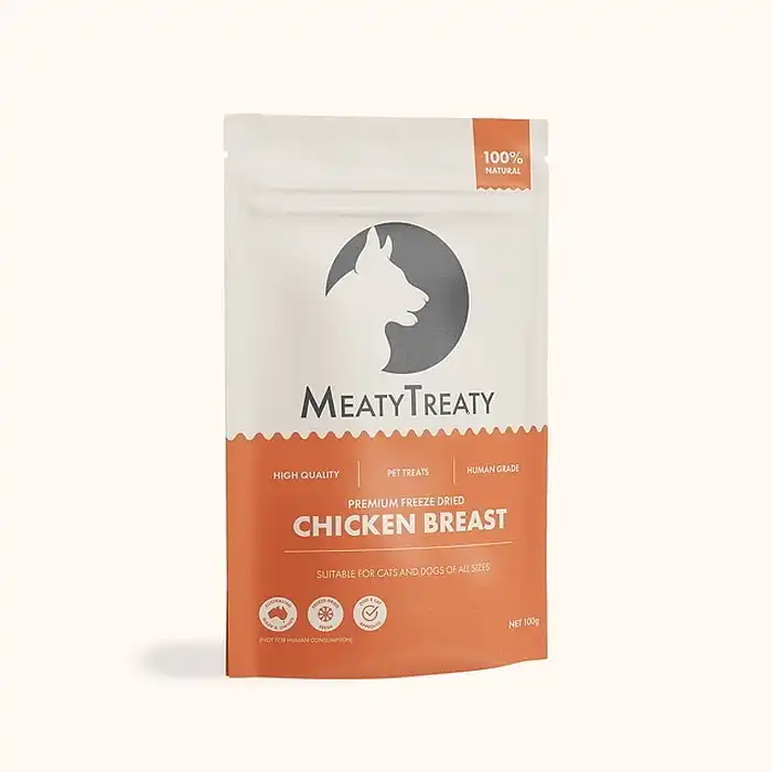 Meaty Treaty Freeze Dried Australian Chicken Breast Cat & Dog Treats 100g