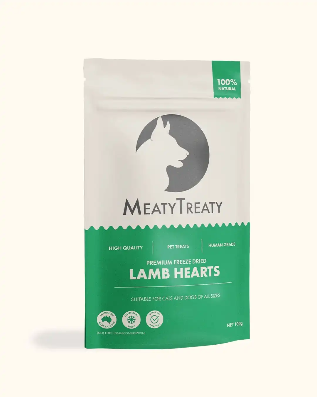 Meaty Treaty Freeze Dried Australian Lamb Hearts Cat & Dog Treats 100g