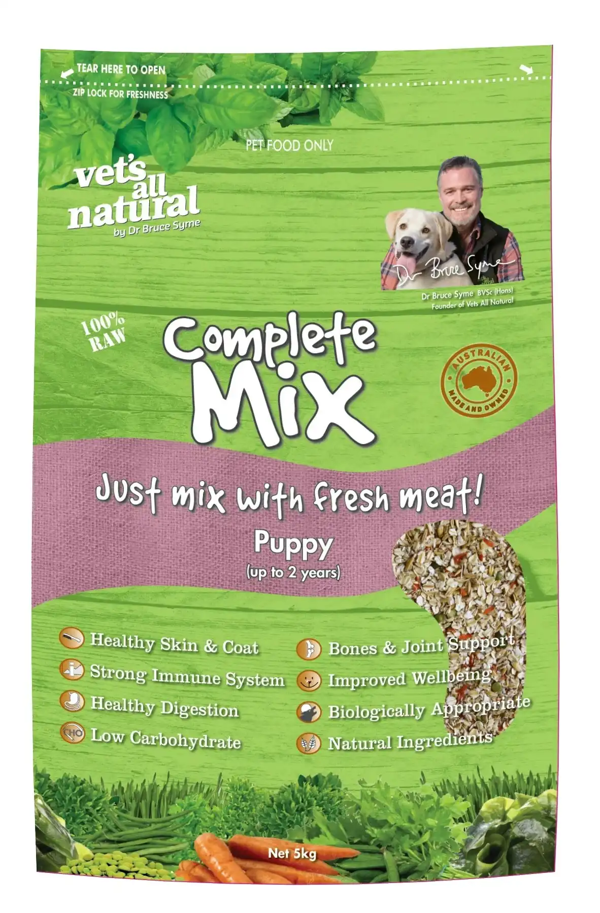Vets All Natural Complete Mix Puppy Dry Dog Food - 5kg