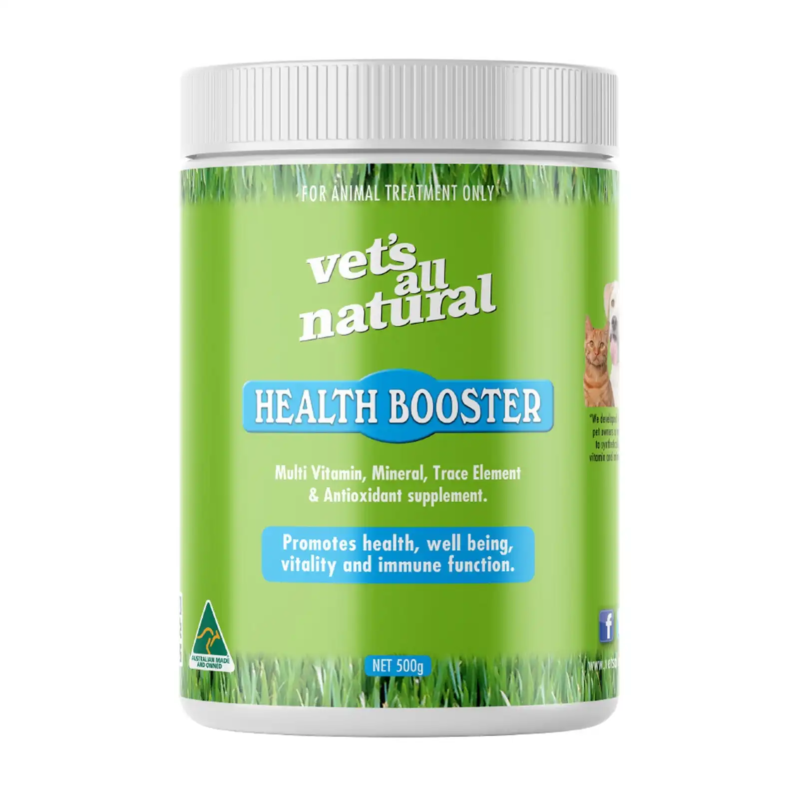 Vets All Natural Health Booster Powder Nutritional Supplement For Dogs And Cats 500g
