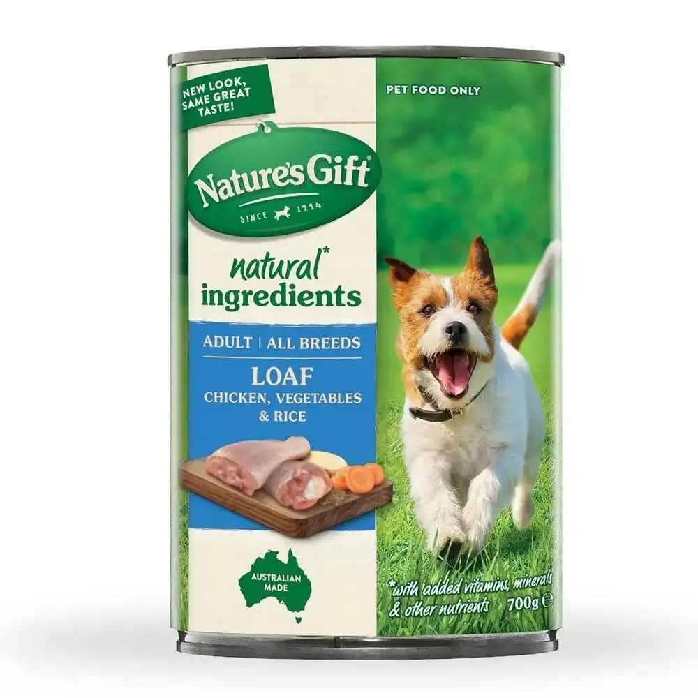 Nature's Gift Adult Wet Dog Food Loaf Chicken Vegetables & Rice 12x700g
