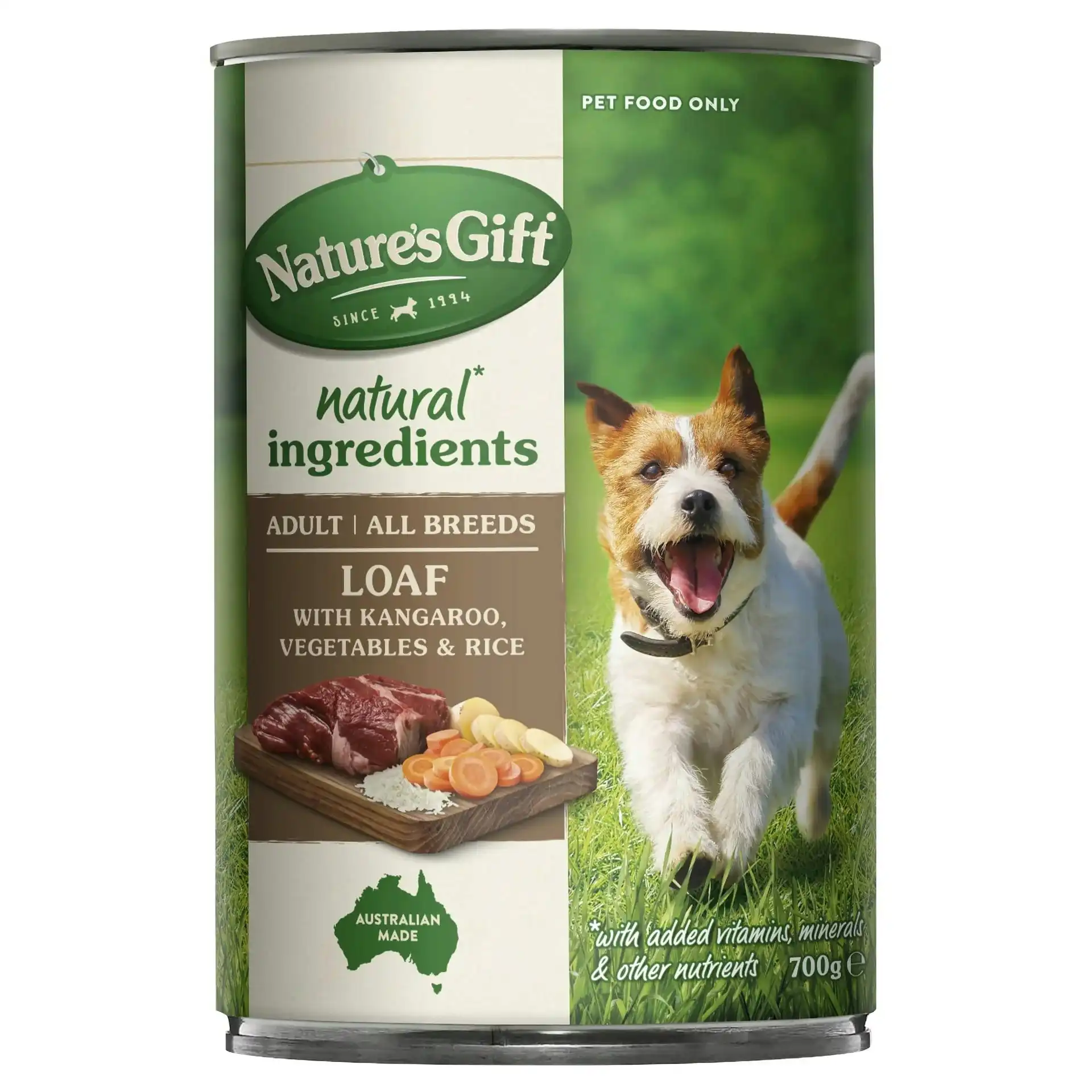 Nature's Gift Adult Wet Dog Food Loaf With Kangaroo & Vegetable 12x700g