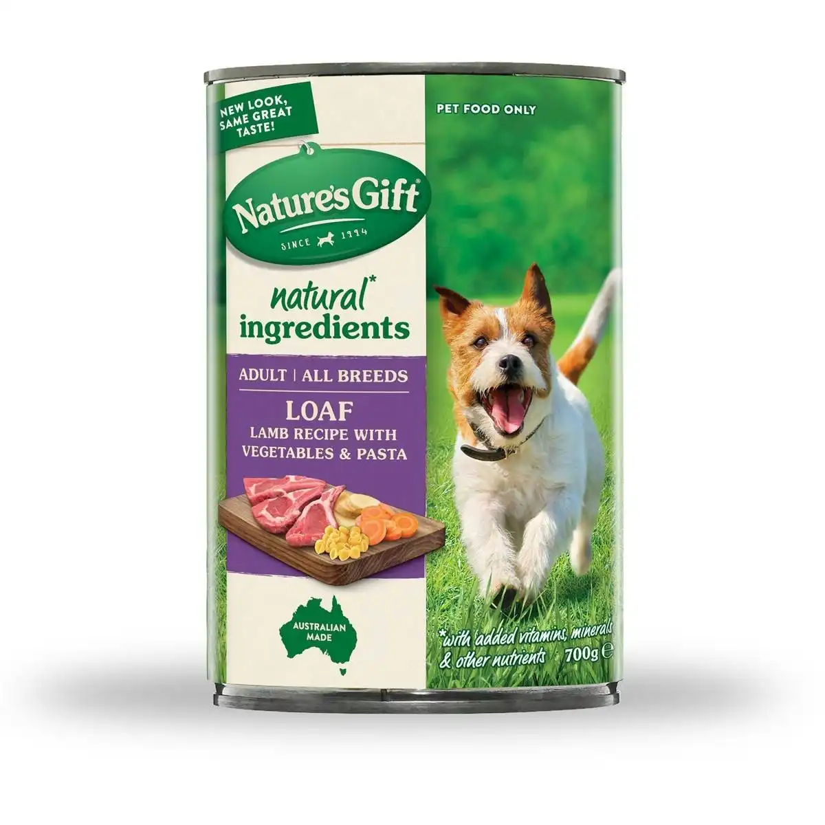 Nature's Gift Adult Wet Dog Food Loaf Lamb Recipe With Vegetables & Pasta 12x700g