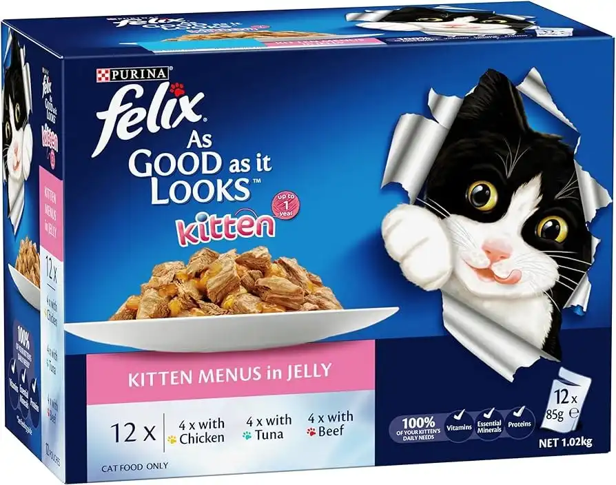 Felix As Good As It Looks Kitten Menus Jelly Wet Cat Food 12x85g