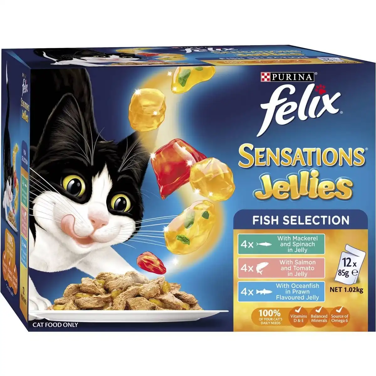 Felix Adult Sensations Jellies Fish Selection Wet Cat Food 12x85g