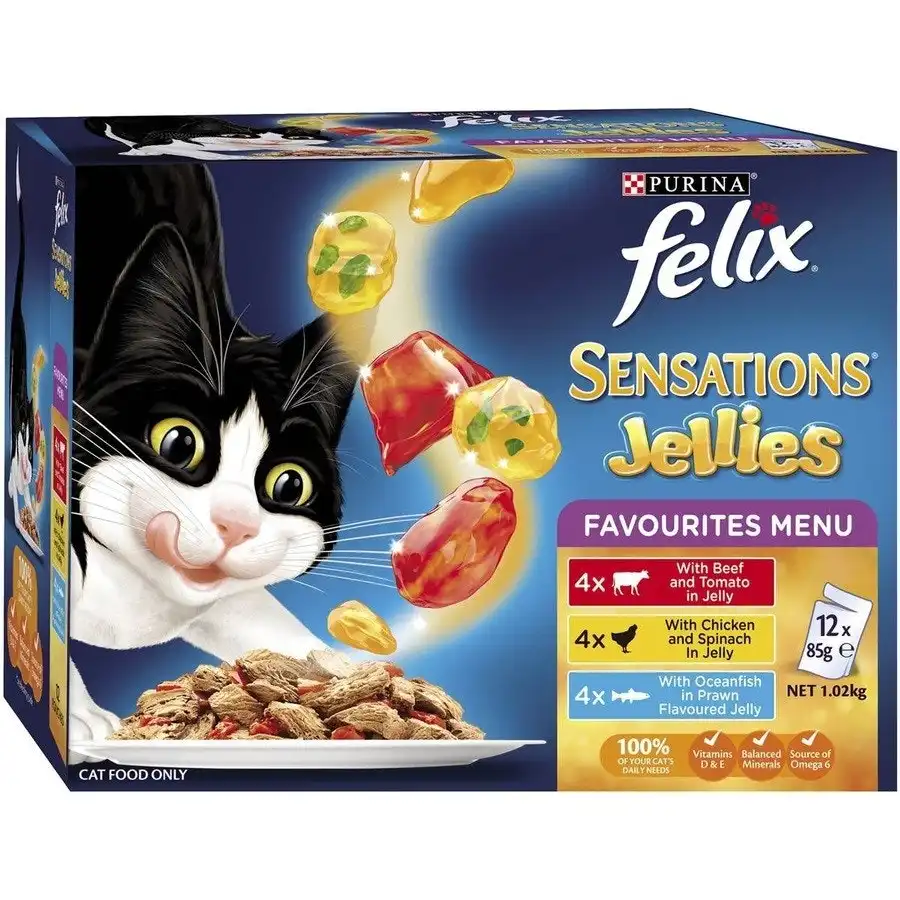 Felix Sensations Jellies Favourites Menu Wet Cat Food 12x85g