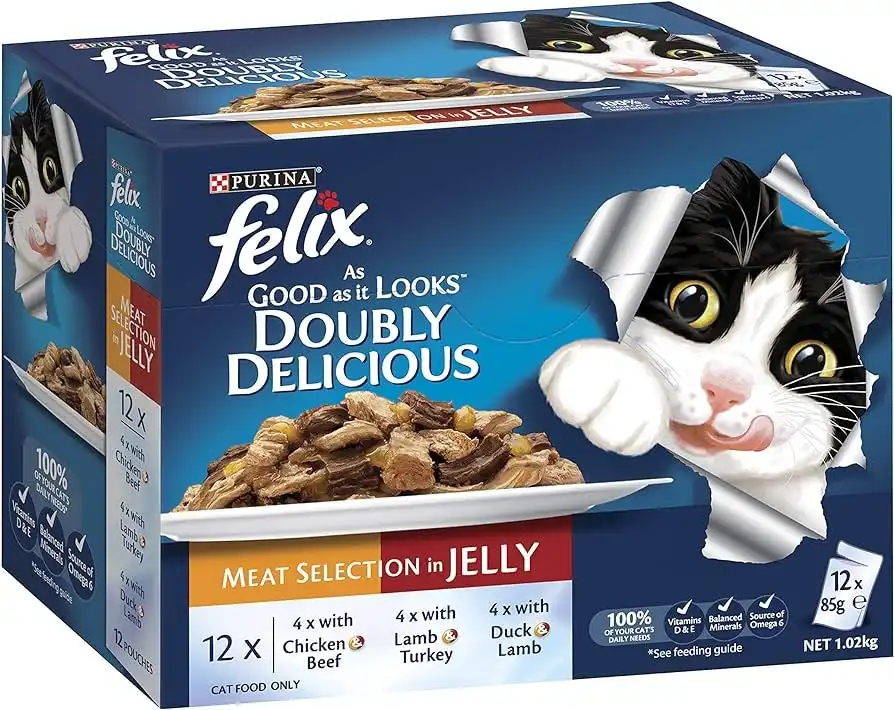 Felix Doubly Delicious Meat Wet Cat Food 12x85G