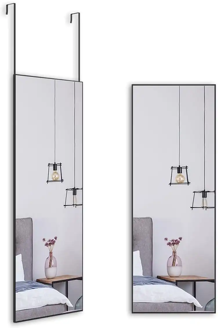 Full Length Mirror Square Long Standing Wall Mirror Bedroom Floor Dressing Door Mirror Black 106x35cm