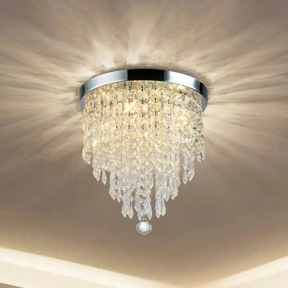 Modern Crystal Chandelier 3 Lights, H24cm x W25cm, Bedroom Hallway Bar