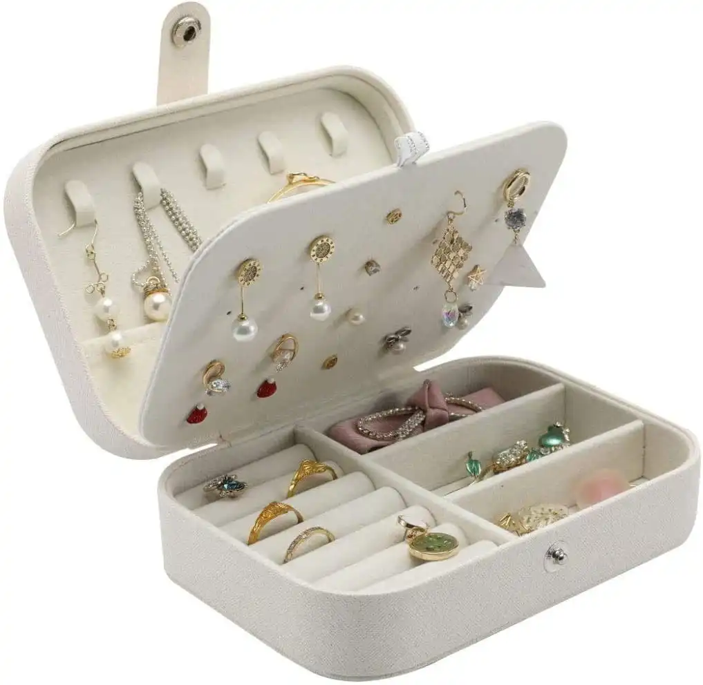 Portable Travel Jewelry Case (White)