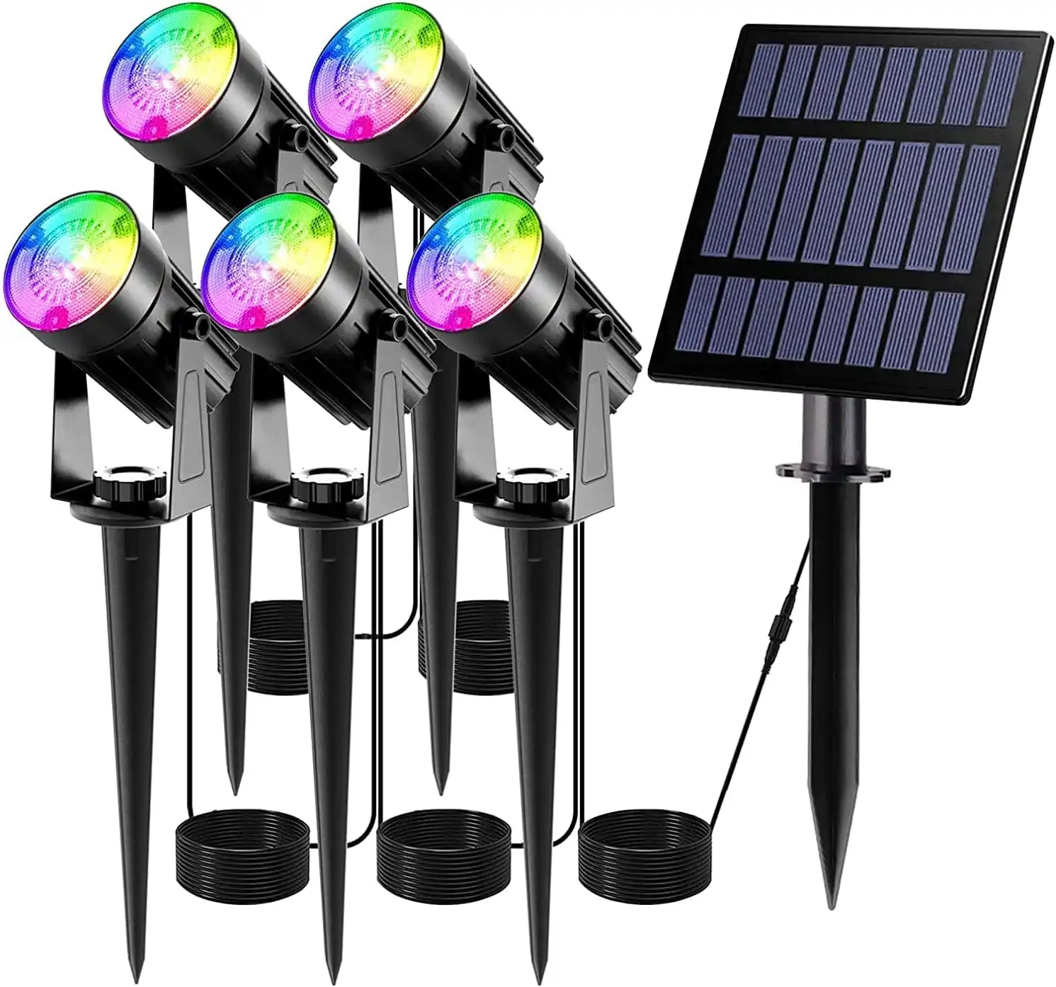 Solar Spotlights Outdoor, 5W Solar Lights, 5 Pack Headlights IP65 Waterproof