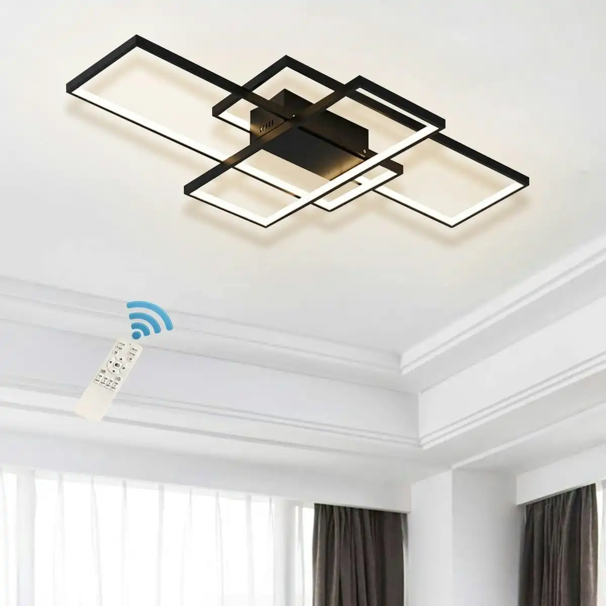 LED Modern Ceiling Light,3 squares, 50W (Black)
