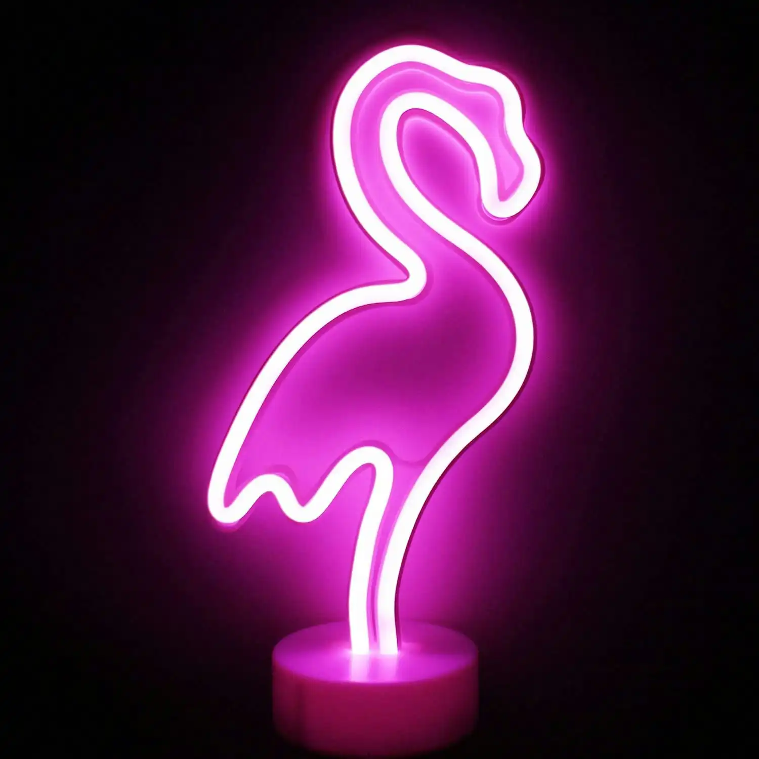 LED Flamingo Neon Light Signs - Room Decor, Pink Neon Lights, Battery Operated Light Up Sign, Bedside Table Lamps