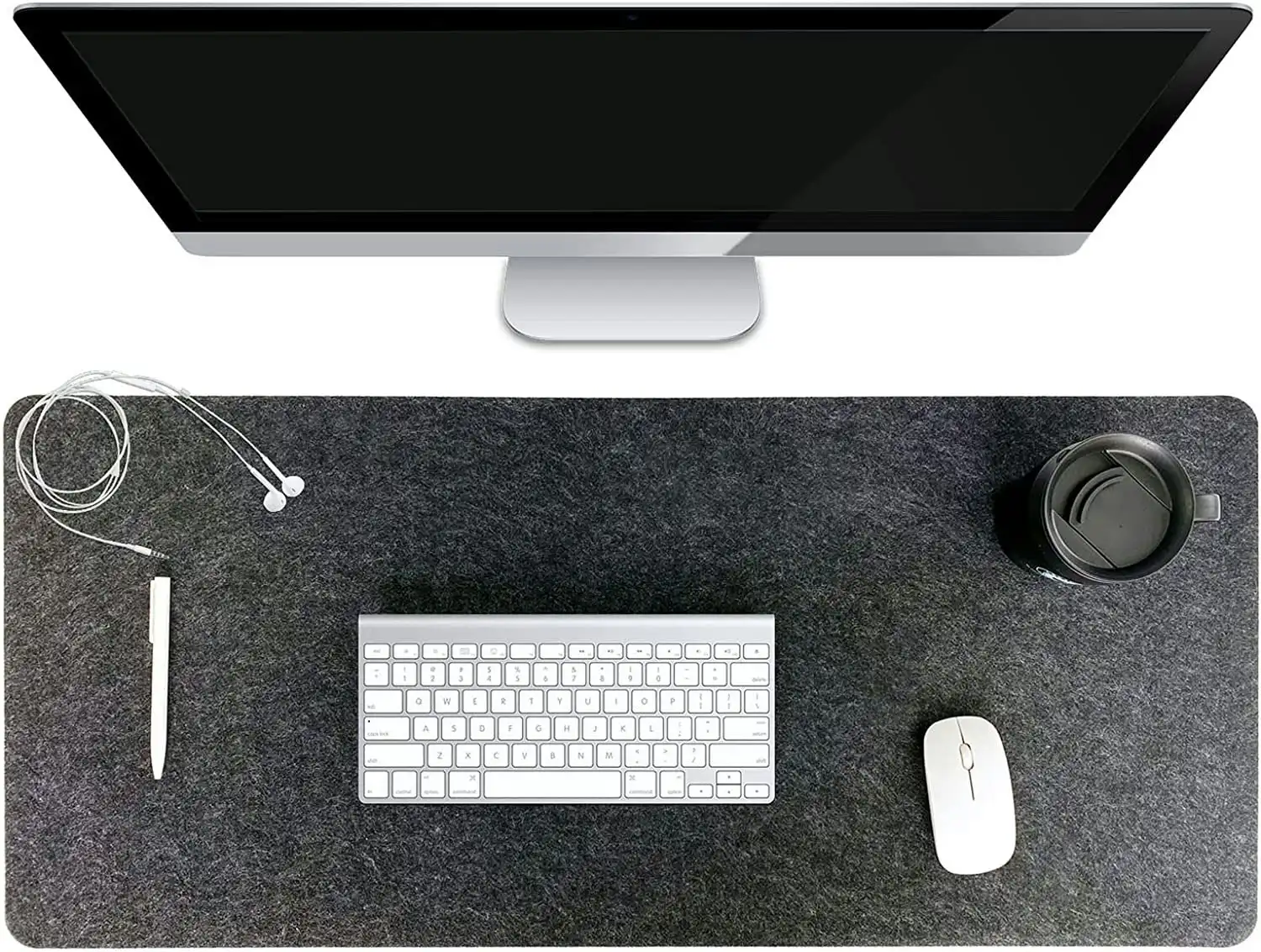 Extra Large Dark Grey Felt Desk Mat Pad for Computer Keyboard Organizers