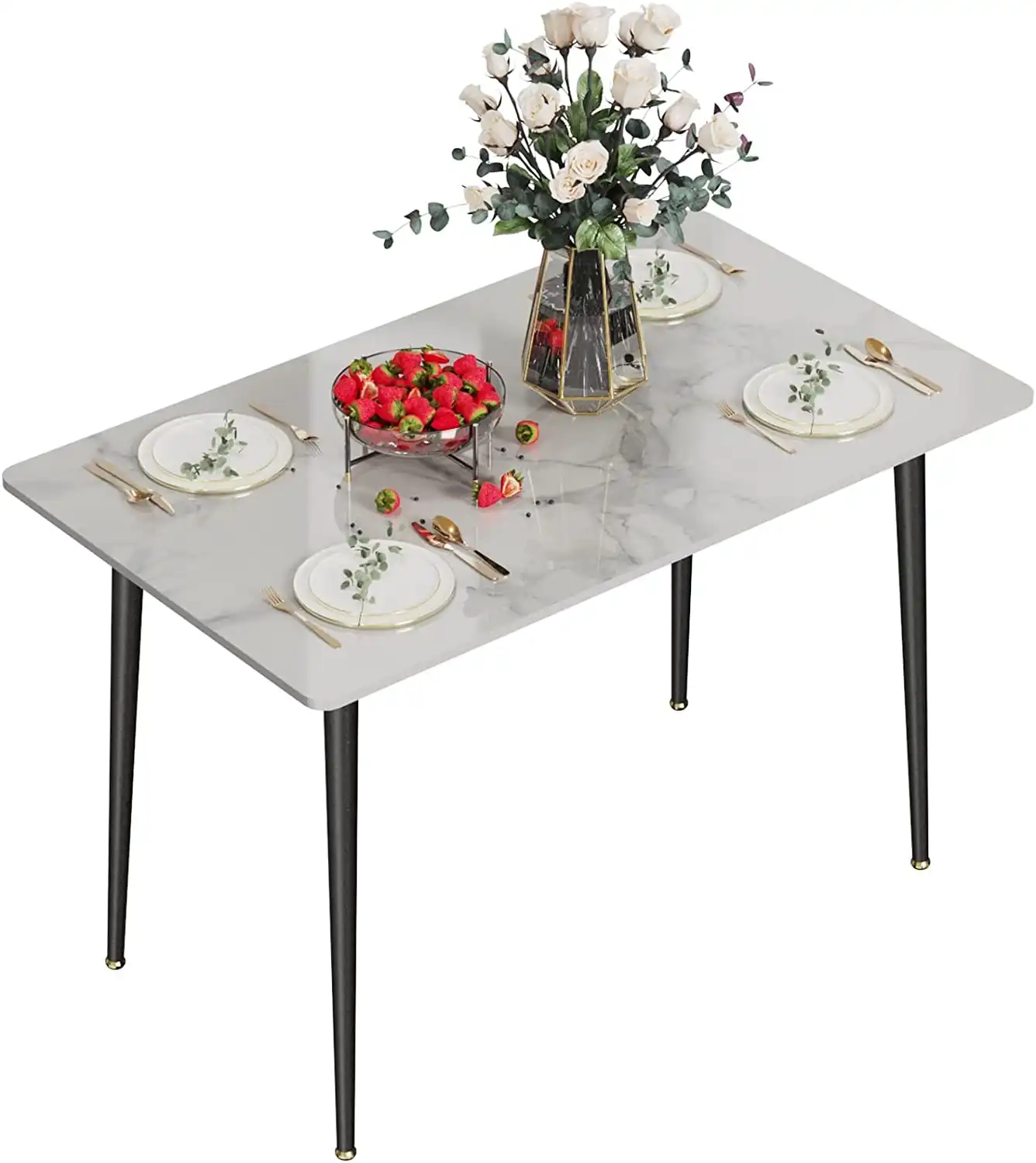 Rectangular Dining table made of Marble, Sintered Stone (White) 120cm