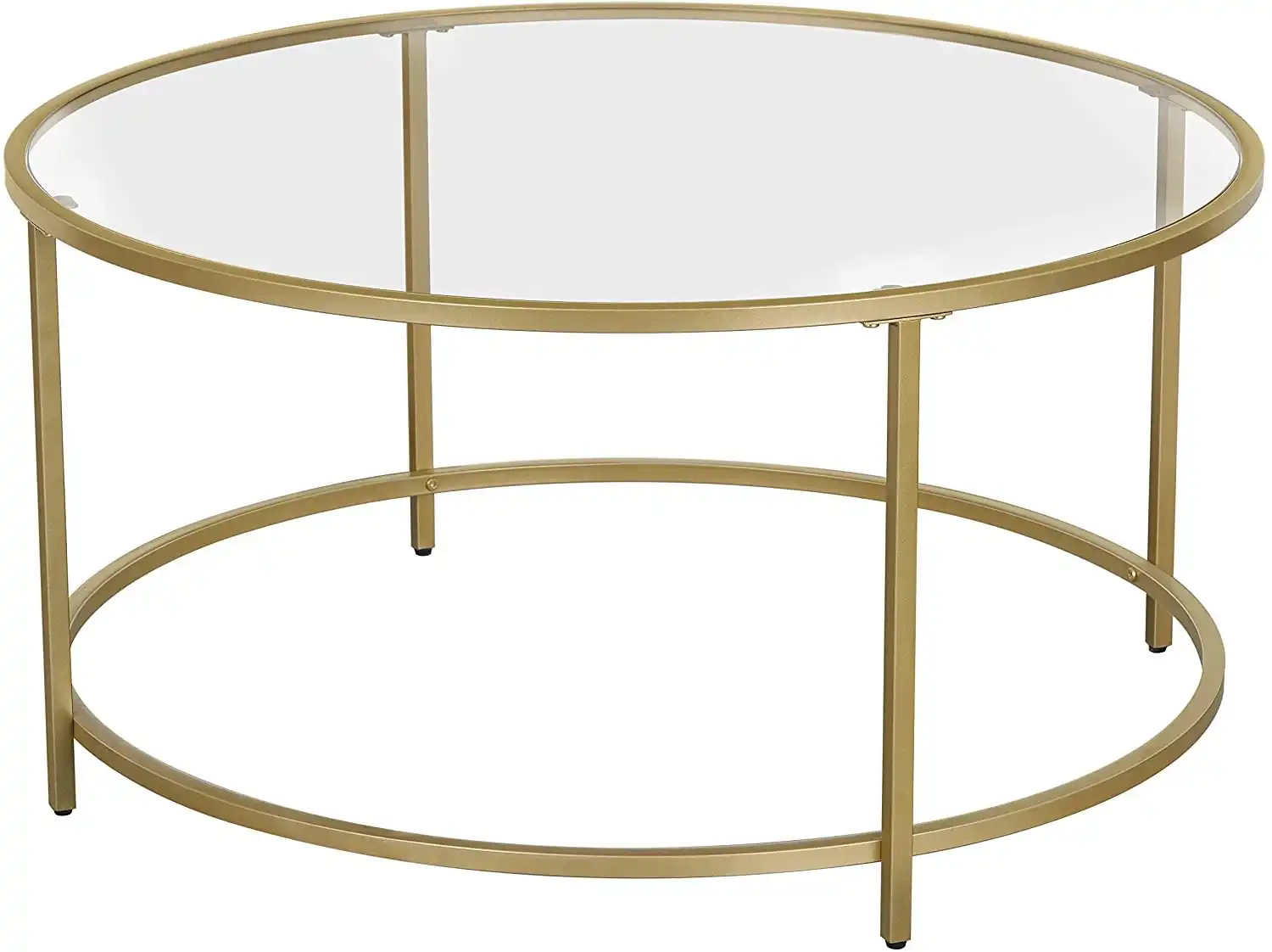 Gold Glass Table with Golden Iron Frame,Stable and Robust Tempered Glass